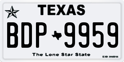 TX license plate BDP9959