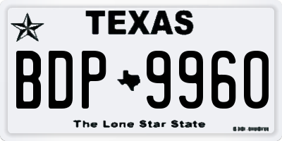 TX license plate BDP9960