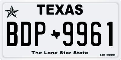 TX license plate BDP9961