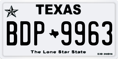TX license plate BDP9963