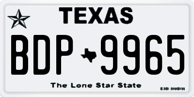 TX license plate BDP9965