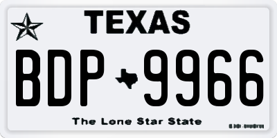 TX license plate BDP9966