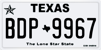 TX license plate BDP9967