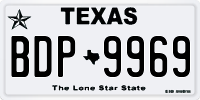 TX license plate BDP9969