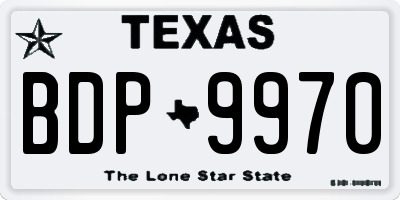 TX license plate BDP9970