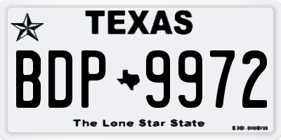 TX license plate BDP9972