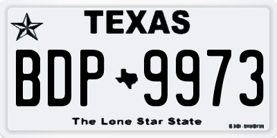TX license plate BDP9973