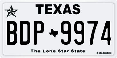 TX license plate BDP9974