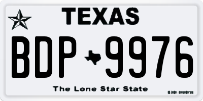 TX license plate BDP9976