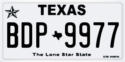 TX license plate BDP9977