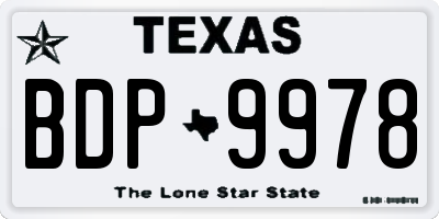 TX license plate BDP9978