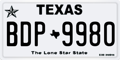 TX license plate BDP9980