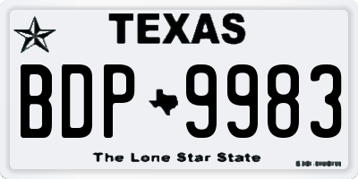 TX license plate BDP9983