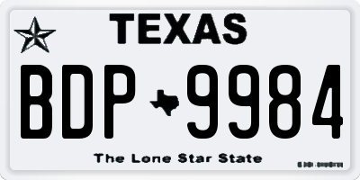 TX license plate BDP9984