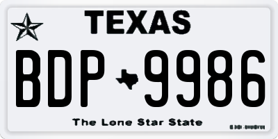TX license plate BDP9986