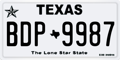 TX license plate BDP9987