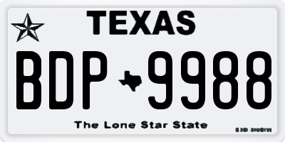 TX license plate BDP9988