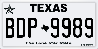 TX license plate BDP9989