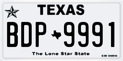 TX license plate BDP9991