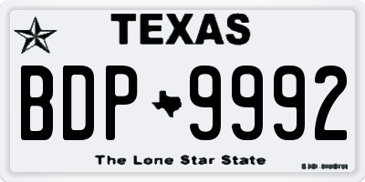 TX license plate BDP9992