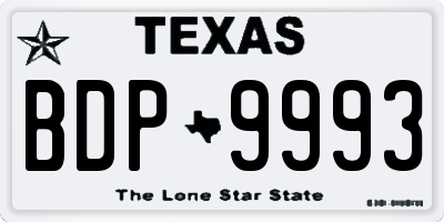 TX license plate BDP9993
