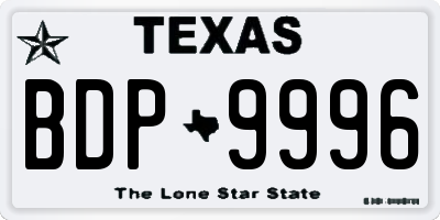 TX license plate BDP9996