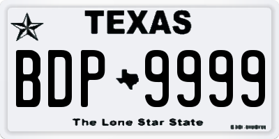 TX license plate BDP9999