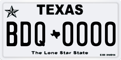 TX license plate BDQ0000