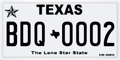 TX license plate BDQ0002