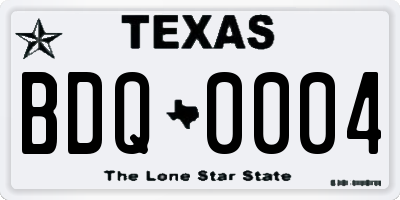 TX license plate BDQ0004