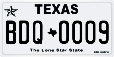 TX license plate BDQ0009