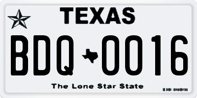 TX license plate BDQ0016