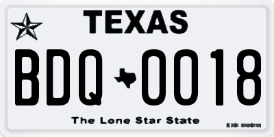 TX license plate BDQ0018