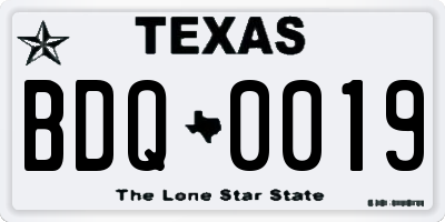 TX license plate BDQ0019