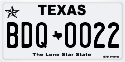 TX license plate BDQ0022