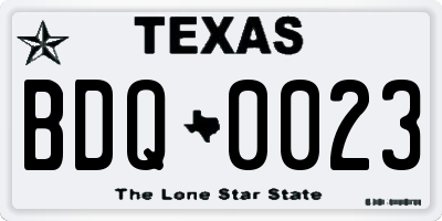 TX license plate BDQ0023