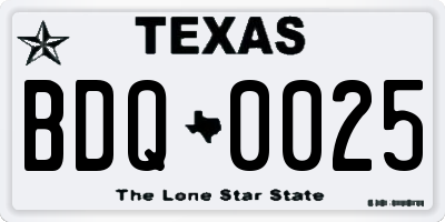 TX license plate BDQ0025