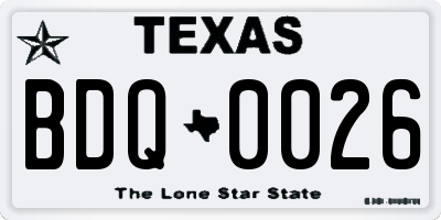 TX license plate BDQ0026