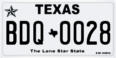 TX license plate BDQ0028