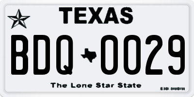 TX license plate BDQ0029