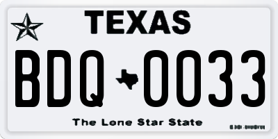 TX license plate BDQ0033