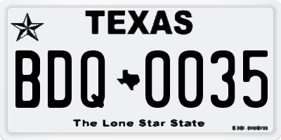 TX license plate BDQ0035