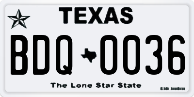 TX license plate BDQ0036