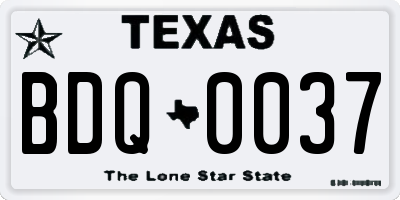 TX license plate BDQ0037