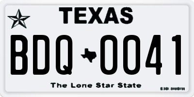 TX license plate BDQ0041