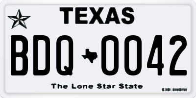 TX license plate BDQ0042