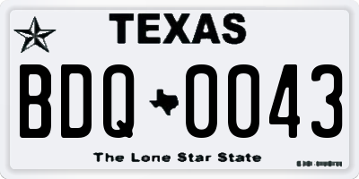 TX license plate BDQ0043