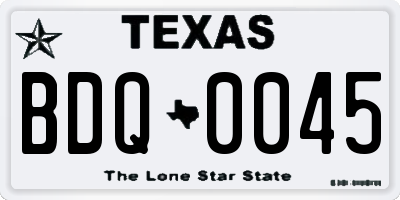 TX license plate BDQ0045