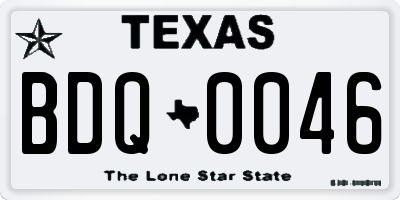 TX license plate BDQ0046