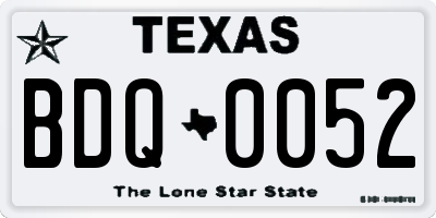 TX license plate BDQ0052